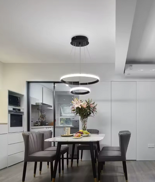 Moderne LED Hanglamp – Zwarte Plafondlamp met 2 Ringen, 32W