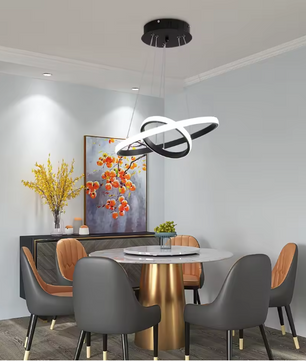 Moderne LED Hanglamp – Zwarte Plafondlamp met 2 Ringen, 32W