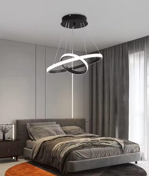 Moderne LED Hanglamp – Zwarte Plafondlamp met 2 Ringen, 32W
