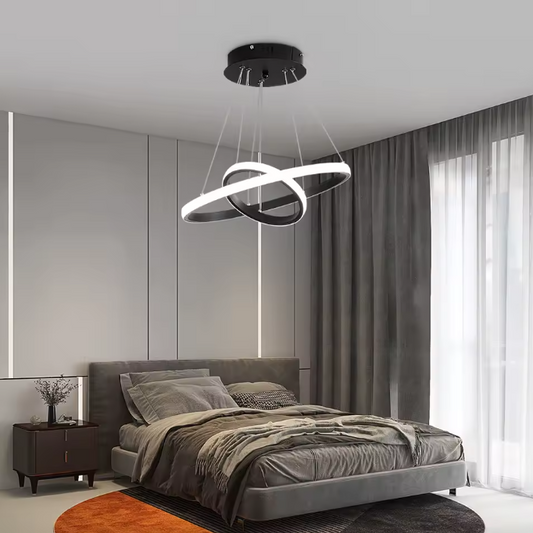 Moderne LED Hanglamp – Zwarte Plafondlamp met 2 Ringen, 32W