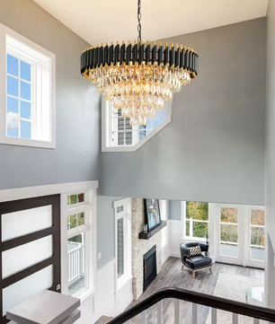 Moderne Kristallen Kroonluchter – 6-Laags Ronde Hanglamp Zwart & Goud