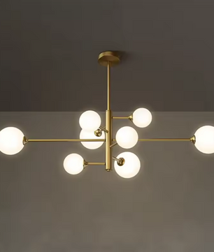 Moderne Glazen Bal Kroonluchter – Zwart Goud LED Plafondlamp