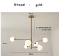 Moderne Glazen Bal Kroonluchter – Zwart Goud LED Plafondlamp
