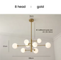 Moderne Glazen Bal Kroonluchter – Zwart Goud LED Plafondlamp