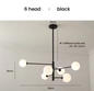 Moderne Glazen Bal Kroonluchter – Zwart Goud LED Plafondlamp