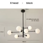 Moderne Glazen Bal Kroonluchter – Zwart Goud LED Plafondlamp