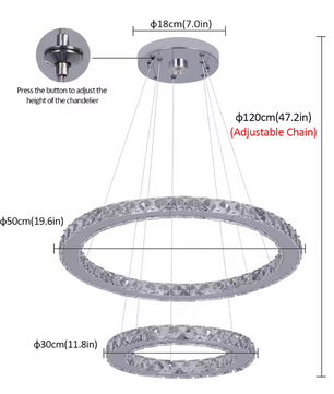 Luxe Kristallen LED Hanglamp – Moderne Kroonluchter met Afstandsbediening