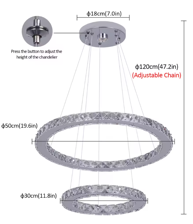 Luxe Kristallen LED Hanglamp – Moderne Kroonluchter met Afstandsbediening