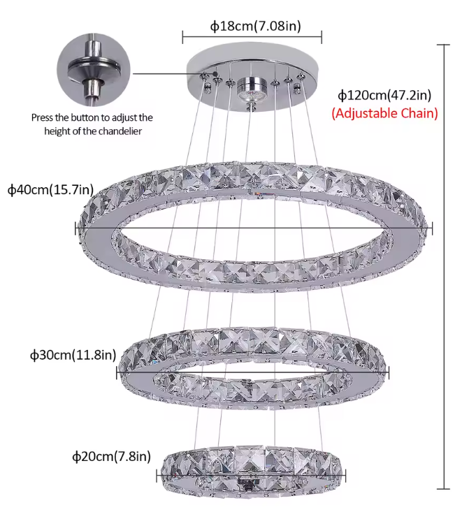 Luxe Kristallen LED Hanglamp – Moderne Kroonluchter met Afstandsbediening