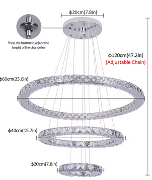 Luxe Kristallen LED Hanglamp – Moderne Kroonluchter met Afstandsbediening