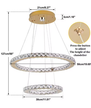 Luxe Kristallen LED Hanglamp – Moderne Kroonluchter met Afstandsbediening