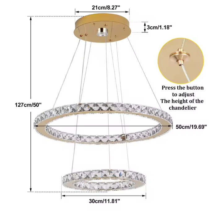 Luxe Kristallen LED Hanglamp – Moderne Kroonluchter met Afstandsbediening