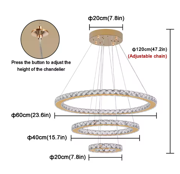 Luxe Kristallen LED Hanglamp – Moderne Kroonluchter met Afstandsbediening
