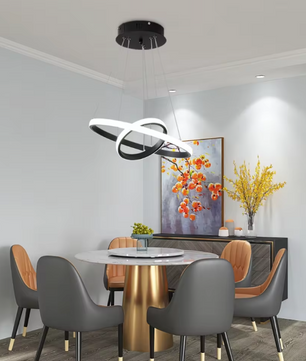 2-Ring Zwarte Hanglamp – Moderne LED Plafondlamp met Dubbele Ring