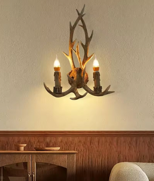 Retro Gewei Wandlamp – Vintage Herten Gewei Plafondlamp met LED