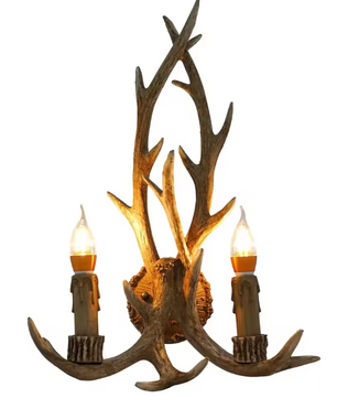 Retro Gewei Wandlamp – Vintage Herten Gewei Plafondlamp met LED