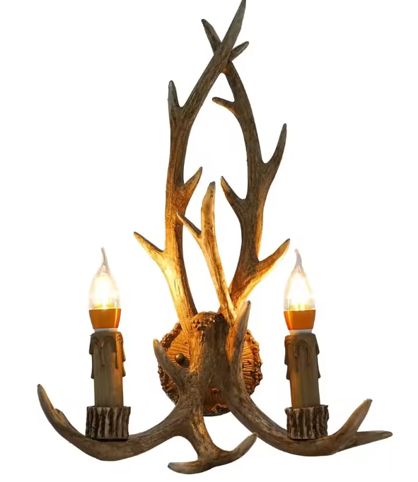 Retro Gewei Wandlamp – Vintage Herten Gewei Plafondlamp met LED