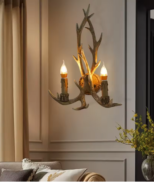 Retro Gewei Wandlamp – Vintage Herten Gewei Plafondlamp met LED