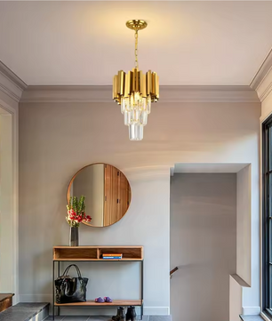 Gouden Kristallen Hanglamp – Moderne 3-lichts Plafondlamp voor Eetkamer & Keuken