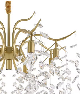 Moderne Gouden Kristallen Kroonluchter – Luxe Plafondlamp met Takontwerp