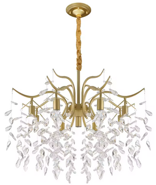 Moderne Gouden Kristallen Kroonluchter – Luxe Plafondlamp met Takontwerp