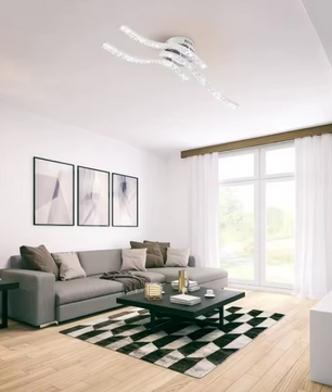 LED Kroonluchter – Modern 3-Armig Golvend Ontwerp, Acryl & Metaal