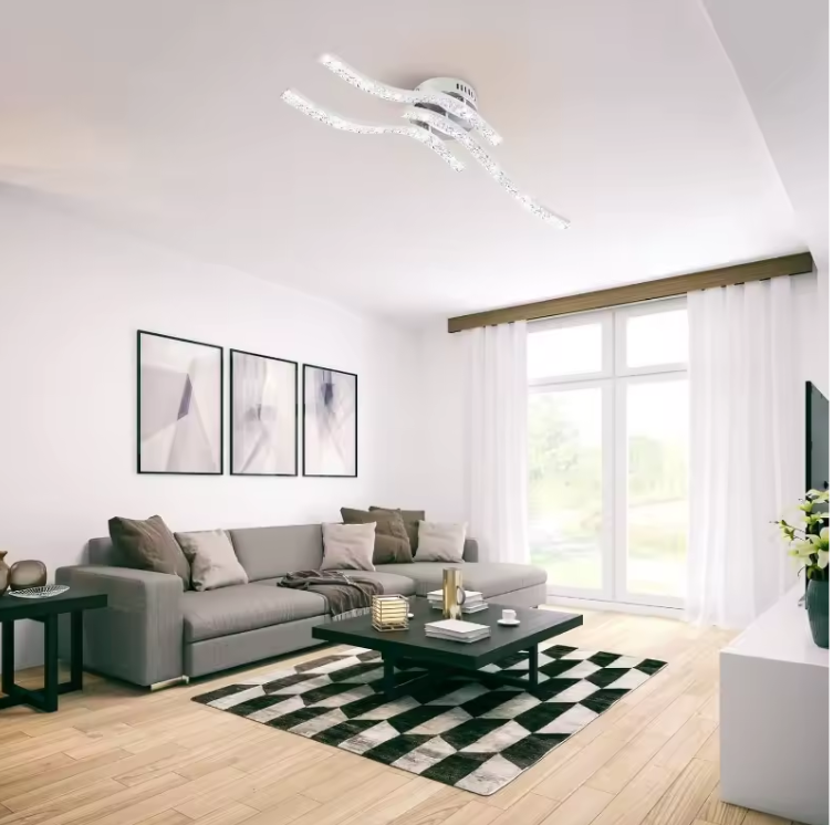 LED Kroonluchter – Modern 3-Armig Golvend Ontwerp, Acryl & Metaal