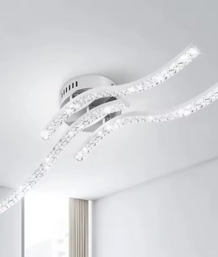 LED Kroonluchter – Modern 3-Armig Golvend Ontwerp, Acryl & Metaal