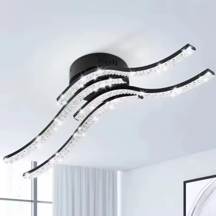 LED Kroonluchter – Modern 3-Armig Golvend Ontwerp, Acryl & Metaal
