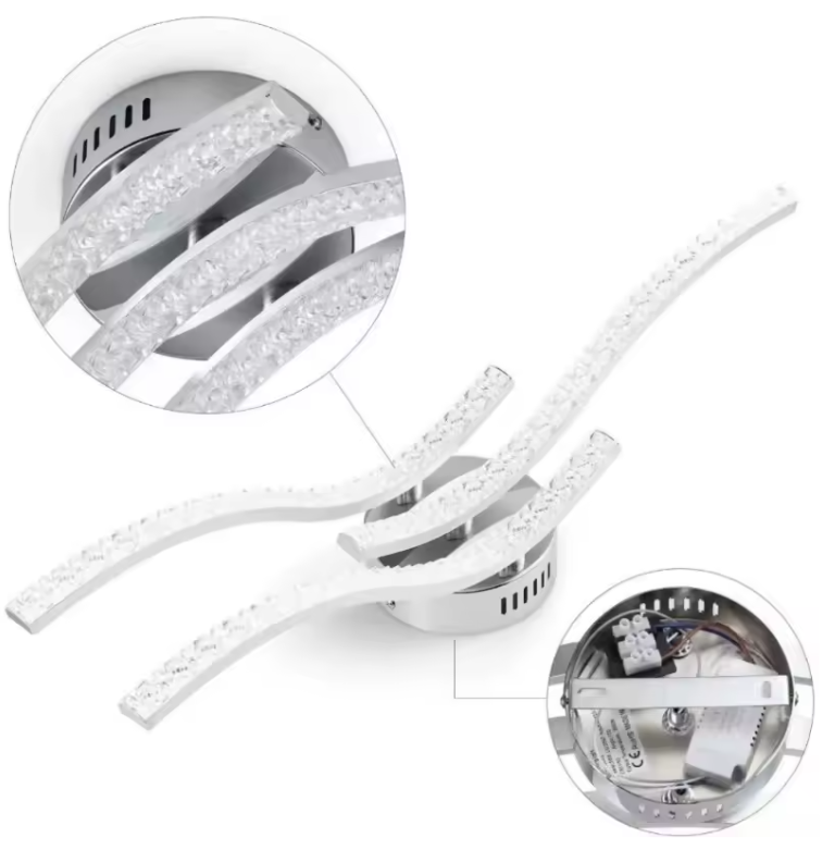 LED Kroonluchter – Modern 3-Armig Golvend Ontwerp, Acryl & Metaal