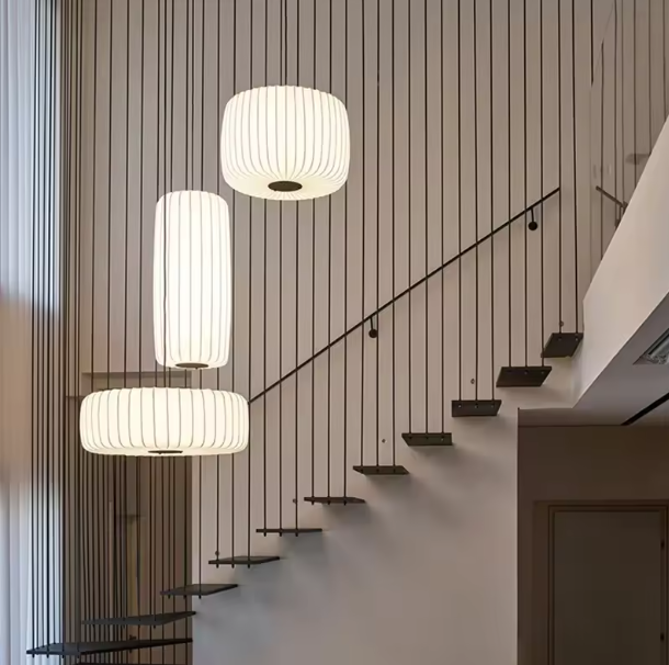 Moderne Japanse Wabi Sabi Kroonluchter – Zijde Hanglamp, Nordic Design