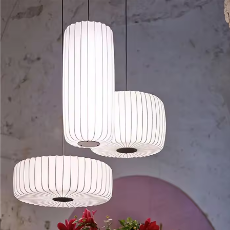 Moderne Japanse Wabi Sabi Kroonluchter – Zijde Hanglamp, Nordic Design