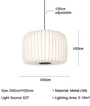 Moderne Japanse Wabi Sabi Kroonluchter – Zijde Hanglamp, Nordic Design