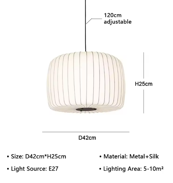Moderne Japanse Wabi Sabi Kroonluchter – Zijde Hanglamp, Nordic Design