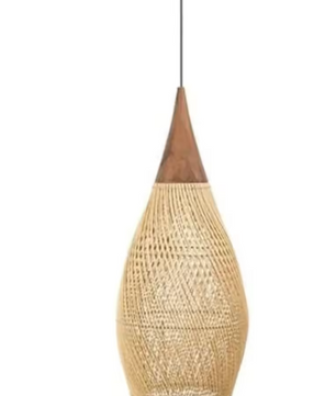 Vintage Rotan Kroonluchter – Hanglamp 25×50 cm, Natuurlijk Riet