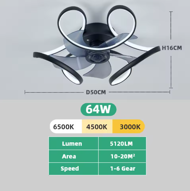 Nordic Smart Plafondventilator met LED – APP & Afstandsbediening, 6 Snelheden