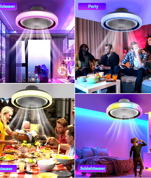 50W Bluetooth LED Plafondventilator met RGB Licht & Muziekfunctie – Dimbaar met Afstandsbediening