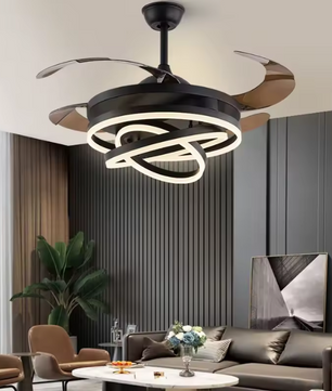 Nordic LED Plafondventilator – 42 cm Intrekbare Bladen & Afstandsbediening, Modern Design
