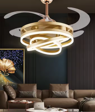 Nordic LED Plafondventilator – 42 cm Intrekbare Bladen & Afstandsbediening, Modern Design