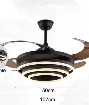 Nordic LED Plafondventilator – 42 cm Intrekbare Bladen & Afstandsbediening, Modern Design