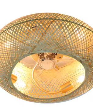 Bamboe LED Plafondventilator – 50 cm Intrekbare Bladen & Afstandsbediening, Stil Design