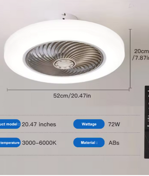 Slimme Plafondventilator met LED-Verlichting – Onzichtbare Bladen & Afstandsbediening, Stil en Modern