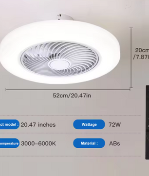 Slimme Plafondventilator met LED-Verlichting – Onzichtbare Bladen & Afstandsbediening, Stil en Modern