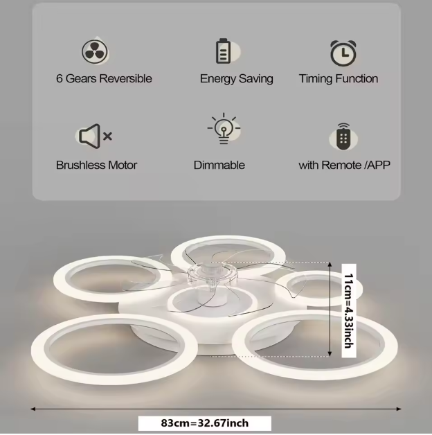 Moderne Plafondventilator met LED-Verlichting – Minimalistisch & Smart Control