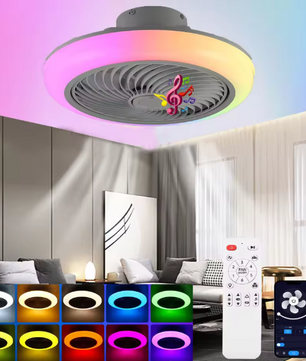 Bluetooth LED Plafondventilator met Muziek – 50W RGB & Dimbaar, 45 cm