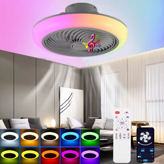 Bluetooth LED Plafondventilator met Muziek – 50W RGB & Dimbaar, 45 cm