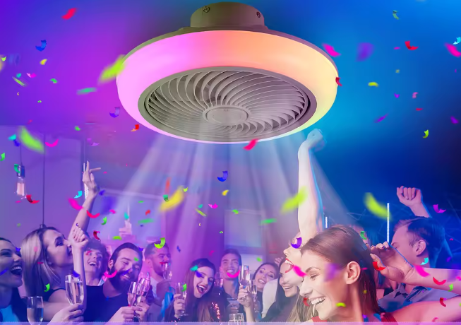 Bluetooth LED Plafondventilator met Muziek – 50W RGB & Dimbaar, 45 cm