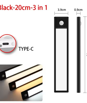 LED Nachtlampje met Bewegingssensor – USB-C Oplaadbaar & Draadloos Kastlampje (20/30/40/60 cm)