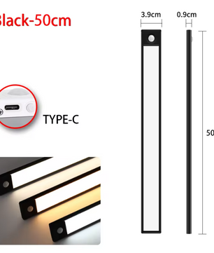 LED Nachtlampje met Bewegingssensor – USB-C Oplaadbaar & Draadloos Kastlampje (20/30/40/60 cm)