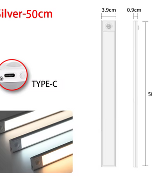 LED Nachtlampje met Bewegingssensor – USB-C Oplaadbaar & Draadloos Kastlampje (20/30/40/60 cm)